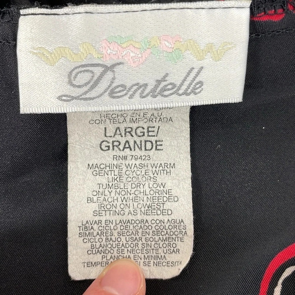 Dentelle Robe & Chemise Set Women's L Large Black Red Heart Pattern Slip Knee - Picture 13 of 17